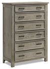 Levi Bedroom Chest of Drawers, 6-Drawer, 39\"W x 56\"H, Wood - Drift Grey 