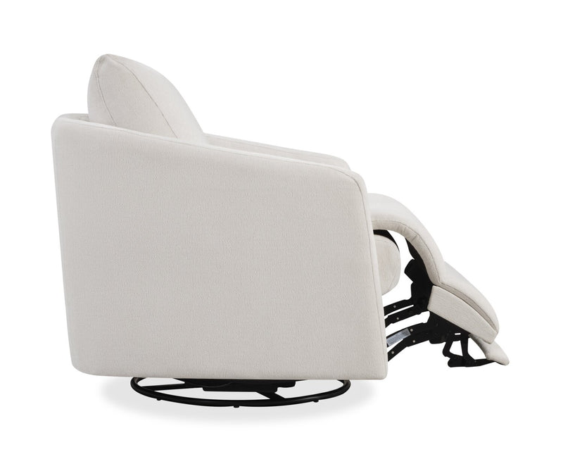 Cindy Crawford Home 33.5\" Fabric Swivel Power Reclining Chair with Power Footrest - Alabaster