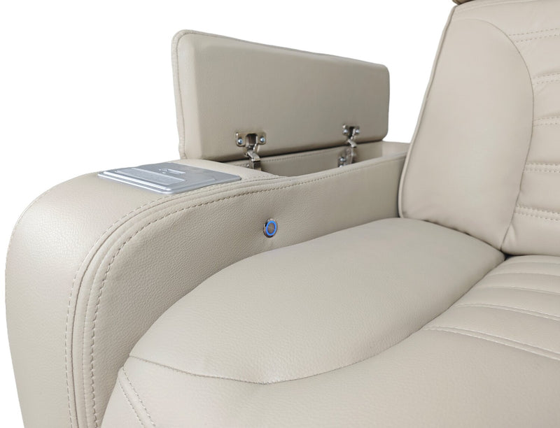 Zen 40\" Apricot Faux Leather Power Reclining Massage Chair with Power Headrest and Heated Seat