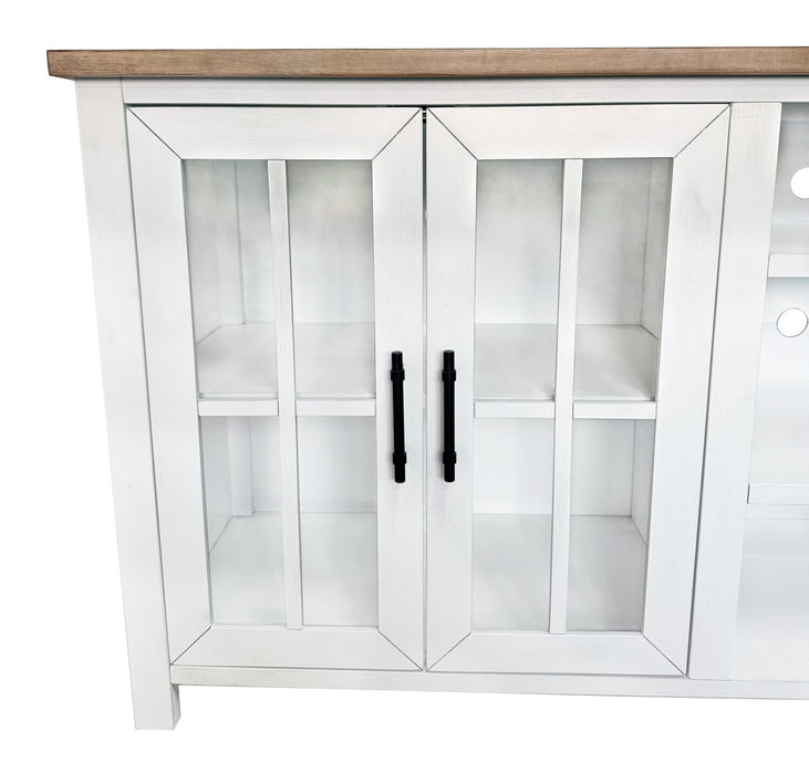 Wilder 68\" Modern TV Stand with Storage and Cable Management for TVs up to 100\" – Brown and White