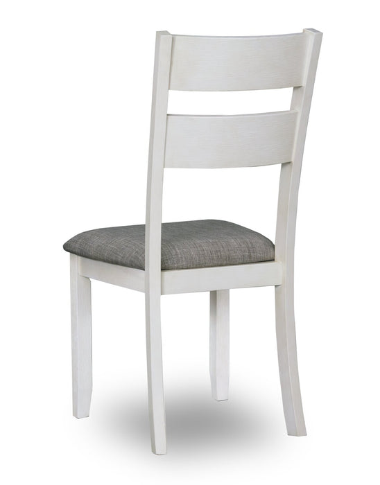 Echo Dining Chair with Linen-Look Fabric, Wood, Ladder-Back - White 