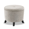 Winnipeg Round Fabric Storage Ottoman - Grey