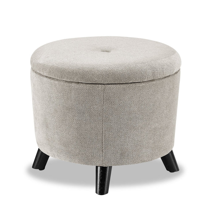 Winnipeg Round Fabric Storage Ottoman - Grey