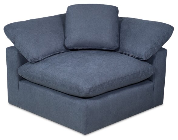 Eclipse 5-Piece Linen-Look Fabric Modular Sectional with Ottoman - Navy