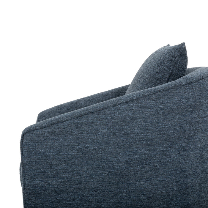 Rio 34.5\" Blue Chenille Fabric Swivel Accent Chair with Reversible Seat Cushion