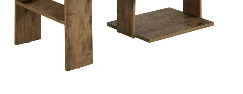 Devon 43.3\" Rustic Coffee Table with Shelf - Light Pine Finish Wood