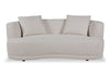 Primo Moon 78\" Wooly Almond White Fabric Curved Loveseat with Accent Pillows 