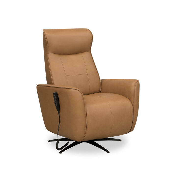 Serene 31\" Tan Genuine Leather Power Reclining Massage Chair with Power Headrest and Heated Seat