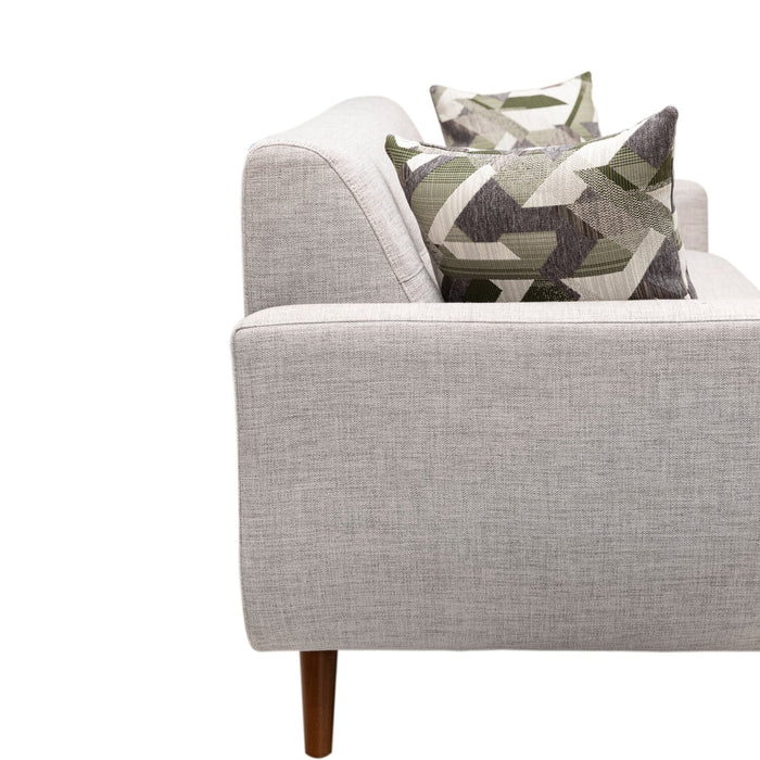 Kort & Co. Freeman 80” Dove White Linen-Look Fabric Condo Size Sofa with Wood Base and Legs