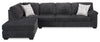 Made in Canada Morgan 2-Piece Left-Facing Chenille Fabric Sofa Bed Sectional with Accent Pillows - Grey