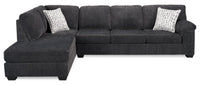 Made in Canada Morgan 2-Piece Left-Facing Chenille Fabric Sofa Bed Sectional with Accent Pillows - Grey