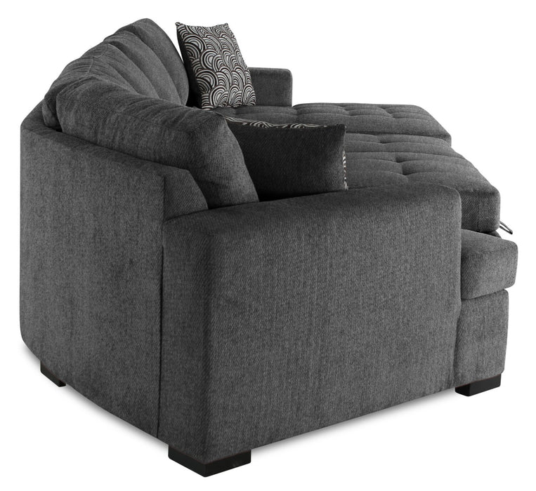 Legend 3-Piece Left-Facing Chenille Cuddler Sleeper Sectional with Chaise - Pepper 