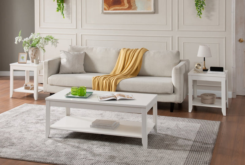 Aspen 47.3\" Traditional 3-Pack Coffee + 2 End Tables - White