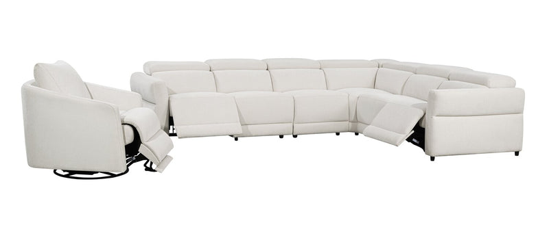 Cindy Crawford Home Aspen 4-Piece Power Reclining Sectional with Reclining Armless Chair - Alabaster