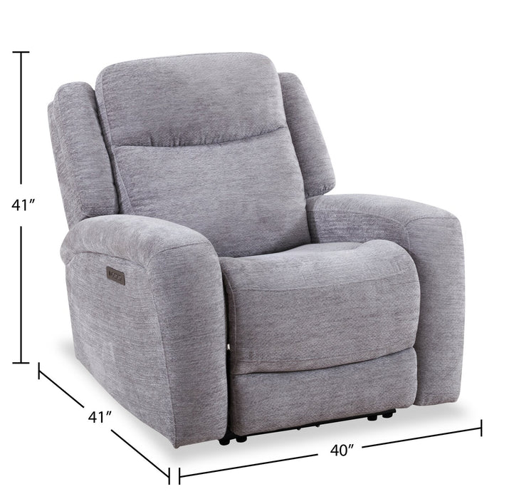 Atlantis 38\" Dove Grey Fabric Power Reclining Chair with USB Port 
