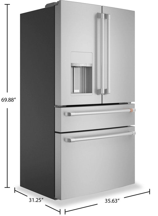 Cafe 36\" 22.3 Cu. Ft. Quad Door Refrigerator - Stainless - CXE22DP2PS1 