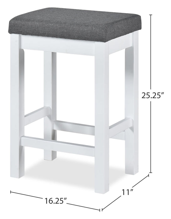 Noah 60” Modern Sofa Table with 3 Counter-Height Stools and USB Ports - White