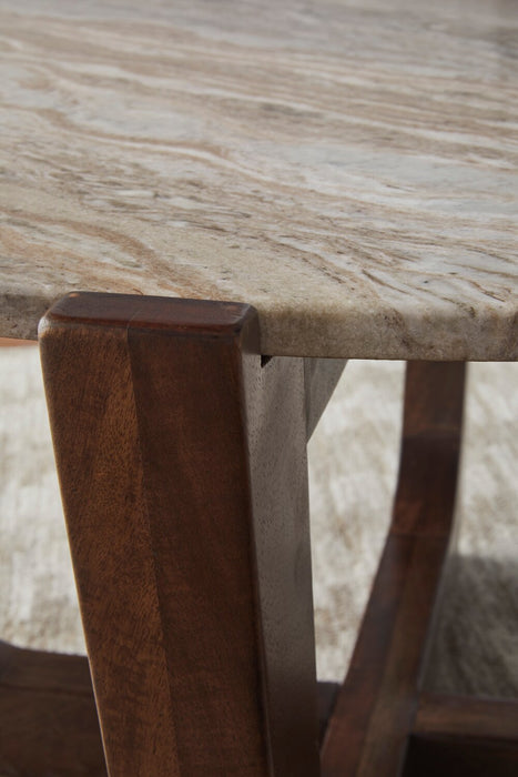 Haydon 36” Modern Coffee Table with Natural Marble - Warm Brown
