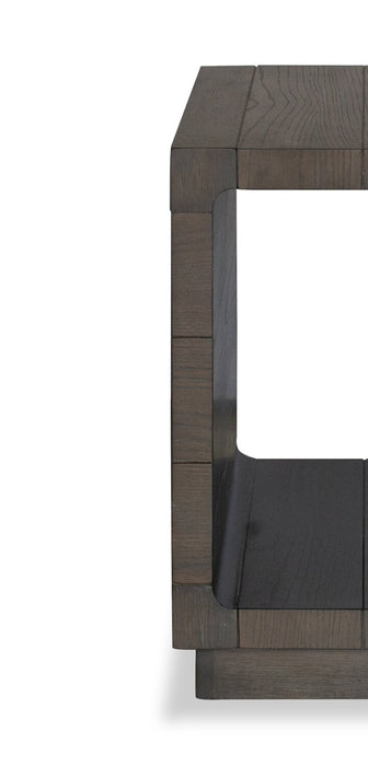 Avalon 16” Modern Solid Wood Chairside Table with Shelf - Brown