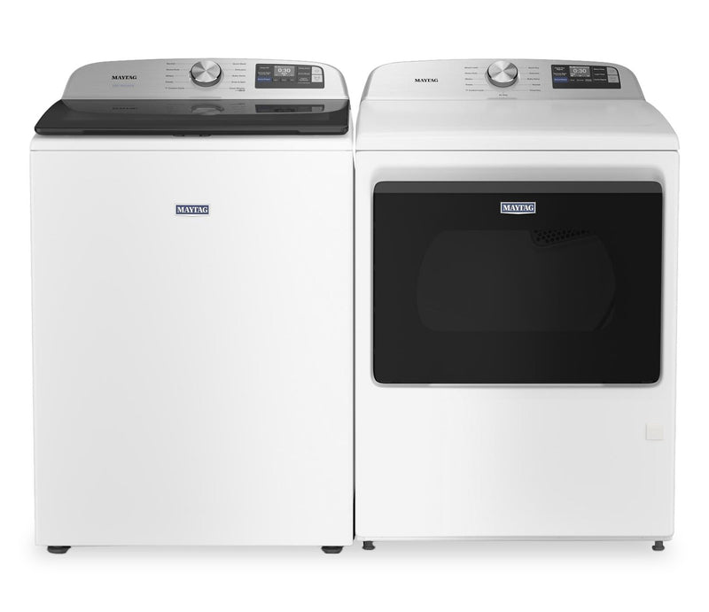 Maytag 6.0 Cu. Ft. Smart Top-Load Washer and 7.4 Cu. Ft. Front Load Electric Dryer – White 