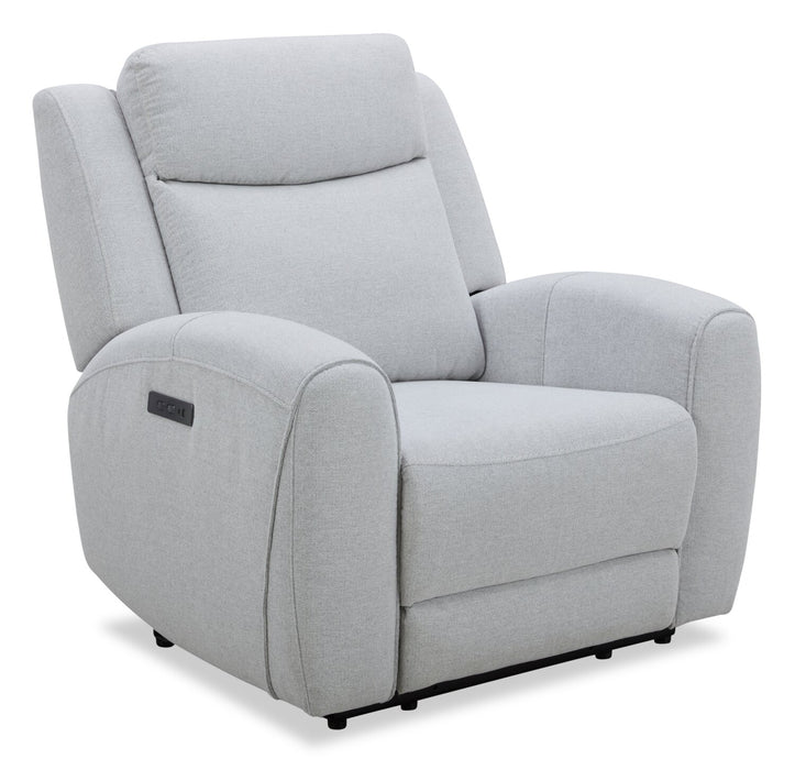 Reign 41.25\" Bronco Stone Grey Fabric Power Reclining Chair with USB Port