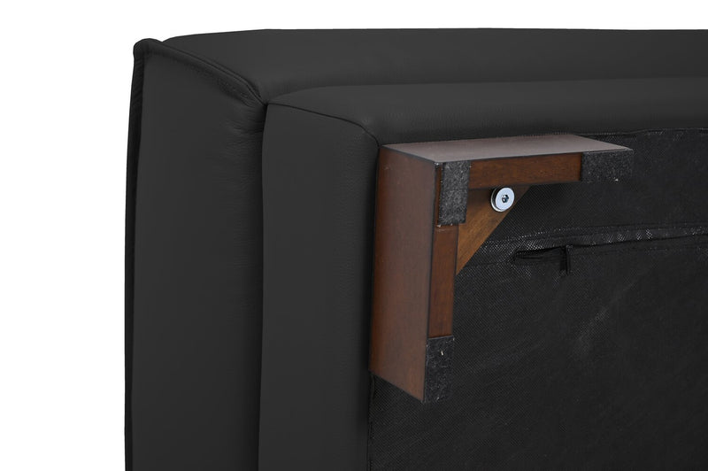 Citadel 28\" Top-Grain Genuine Leather Ottoman with Rubberwood Legs - Black