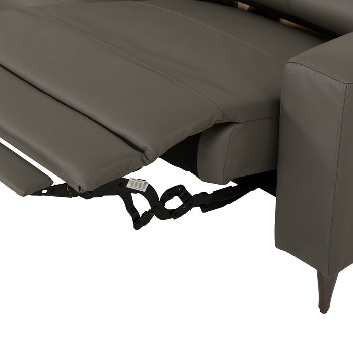 Valentino 3-Piece Left-Facing Grey Genuine Leather Power Reclining Sectional with Adjustable Headrests 