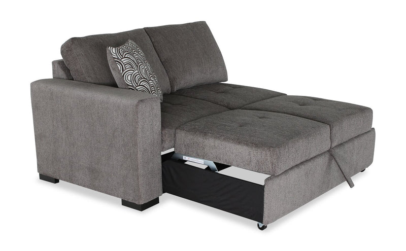 Made in Canada Legend 2-Piece Right-Facing Chenille Fabric Cuddler Sleeper Sectional - Pewter Brown