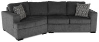 Made in Canada Legend 2-Piece Left-Facing Chenille Fabric Cuddler Sectional - Pepper Grey 