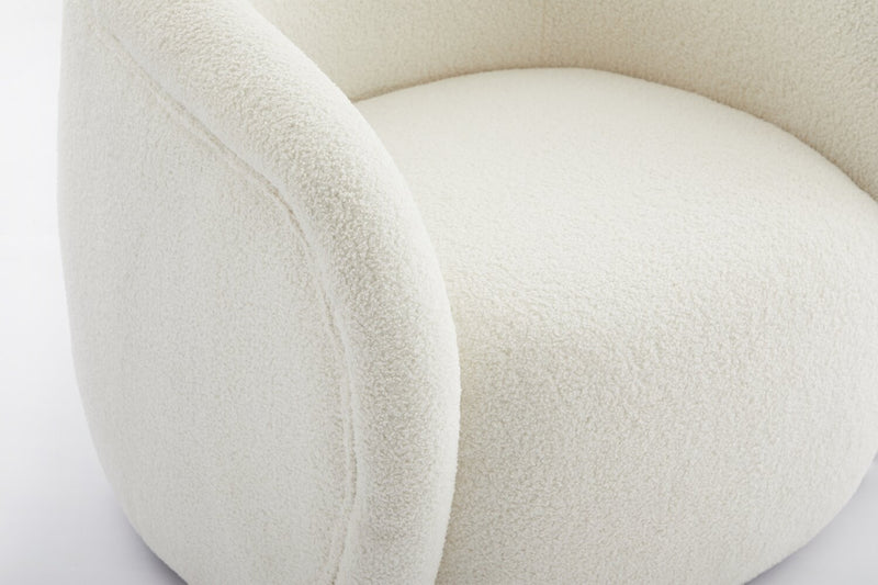 Solo 31.1\" Sherpa Fabric Curved Accent Chair - Ice Cream 
