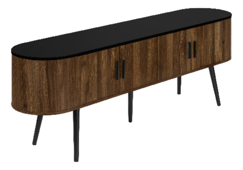 Elle 72\" Rustic TV Stand with Storage and Cable Management for TV's up to 80\"- Dark Brown and Black