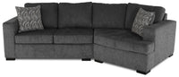 Made in Canada Legend 2-Piece Right-Facing Chenille Fabric Cuddler Sectional - Pepper Grey