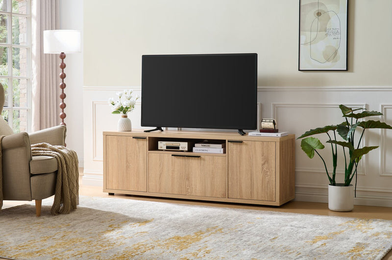 Noren 63\" TV Stand with Storage for TVs up to 58\"- Light Oak