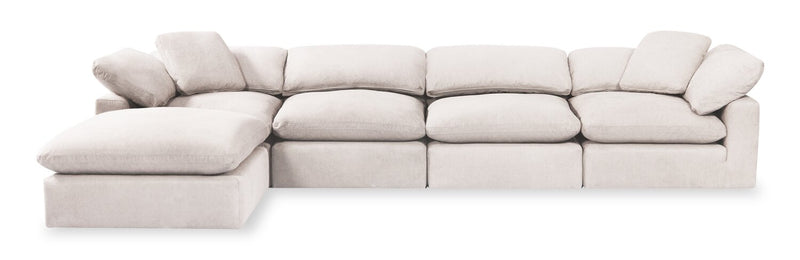 Eclipse 5-Piece Linen-Look Fabric Modular Sectional with Ottoman - Linen