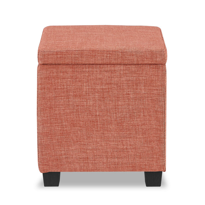 Halifax Square Fabric Storage Ottoman - Orange
