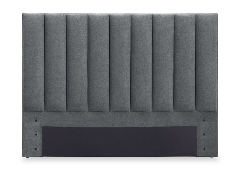 Amos Charcoal Upholstered Storage Bed with Channel Headboard - Queen