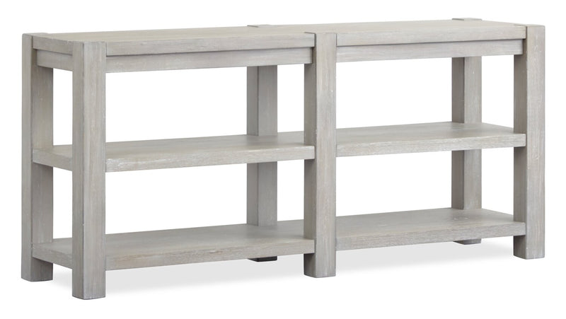 Clifford 64” Contemporary Solid Wood Sofa Table with Shelves - Calico Grey