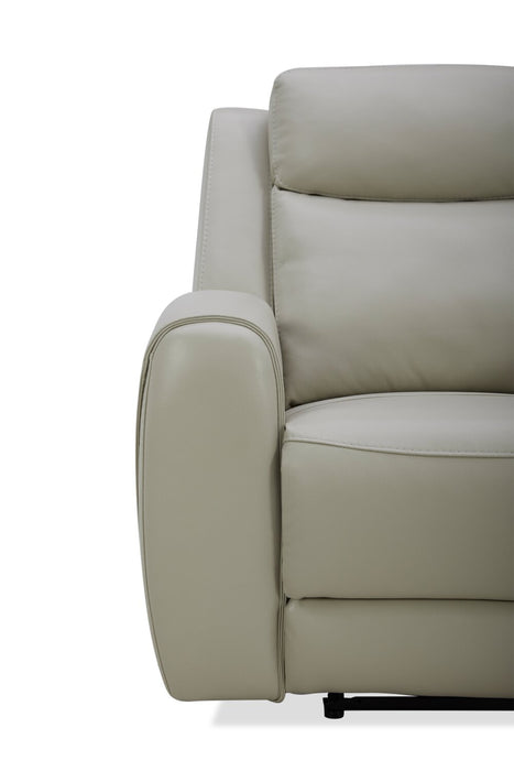 Reign 41.25\" Deltona Moonshine Taupe Top-Grain Genuine Leather Power Reclining Chair with USB Port