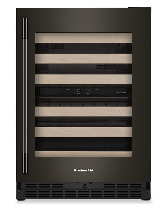 Kitchenaid® 24\" Undercounter Wine Cellar with Full-Extension Wood-Front Racks - KUWR524SBE