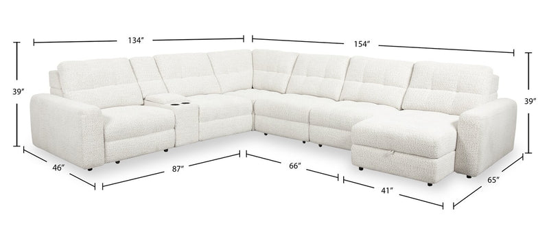 Scott Living Elevate Modular 7-Piece Right-Facing Beige Chenille Fabric Sectional with Power Sliding