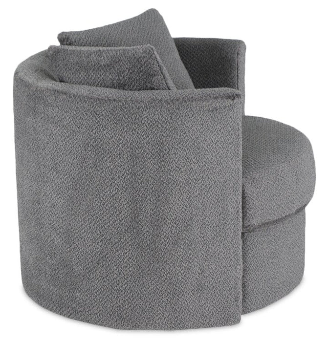 Made in Canada Petite 36\" Chenille Fabric Swivel Cuddler Accent Chair - Teddy Nightfall Grey 