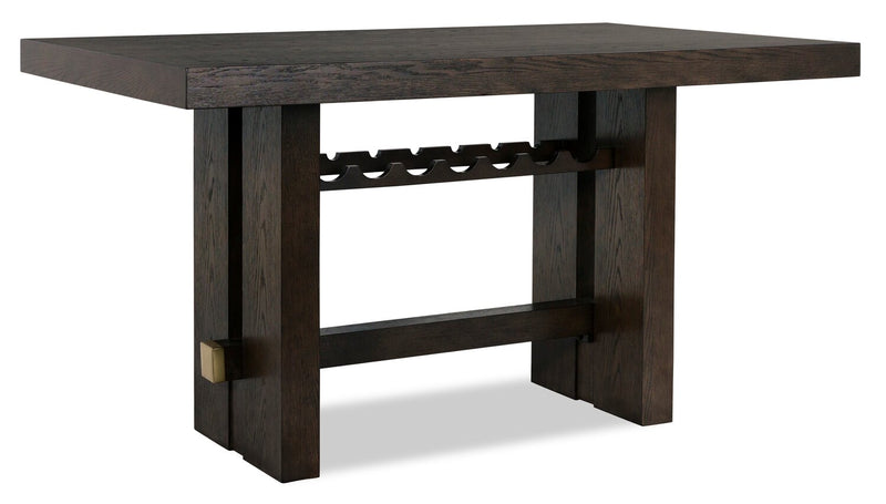Metro Counter Height 7pc Dining Set with Table & 6 Chairs, Built-in Wine Rack, 66\"W - Brown/Beige