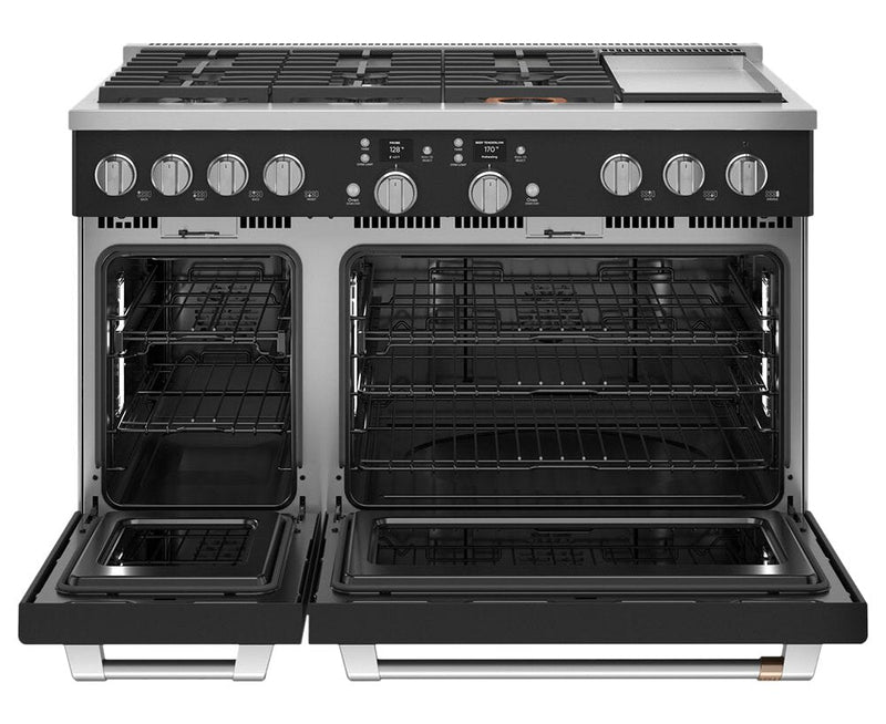 Cafe 8.25 Cu. Ft. Smart Dual Fuel Range with True European Convection and Self Clean Racks - Black -… 
