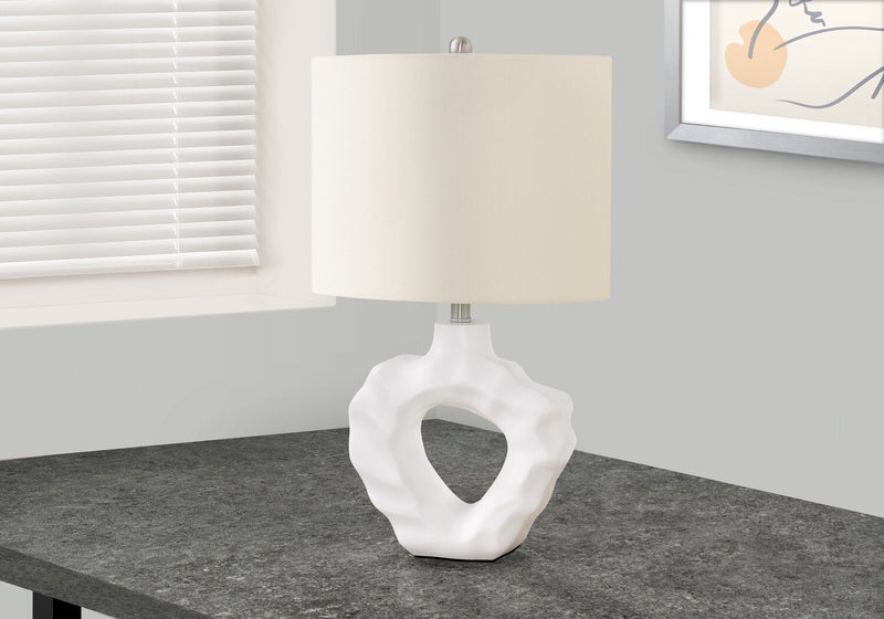 27\" Cream Resin Rippled Sculptural Table Lamp