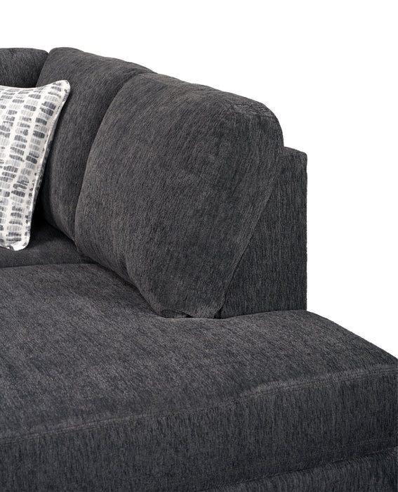 Made in Canada Morgan 2-Piece Right-Facing Chenille Fabric Condo Size Sectional with Accent Pillows - Grey