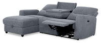 Meadow 2-Piece Left-Facing Chenille Fabric Power Reclining Sectional with Storage Chaise - Charcoal Grey