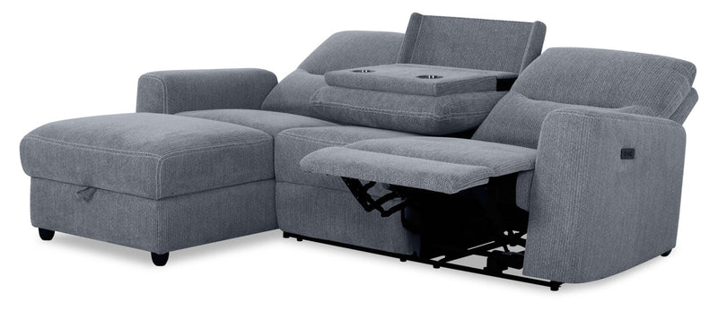 Meadow 2-Piece Left-Facing Charcoal Grey Chenille Fabric Power Reclining Sectional with Storage Chaise