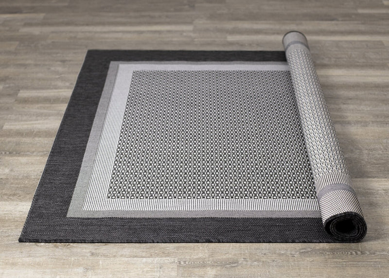 Milo 5'3\" x 7'7\" Flatweave Monochromatic Outdoor Rug – Grey 