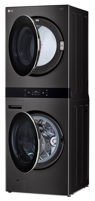LG 5.8 Washer/7.4 Dryer Cu. Ft. Front-Load High-Efficiency Steam Washtower™ - Black Steel - WKEX300H… 
