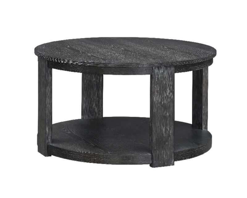Declan 31.5\" Modern Round Coffee Table with Shelf - Black
